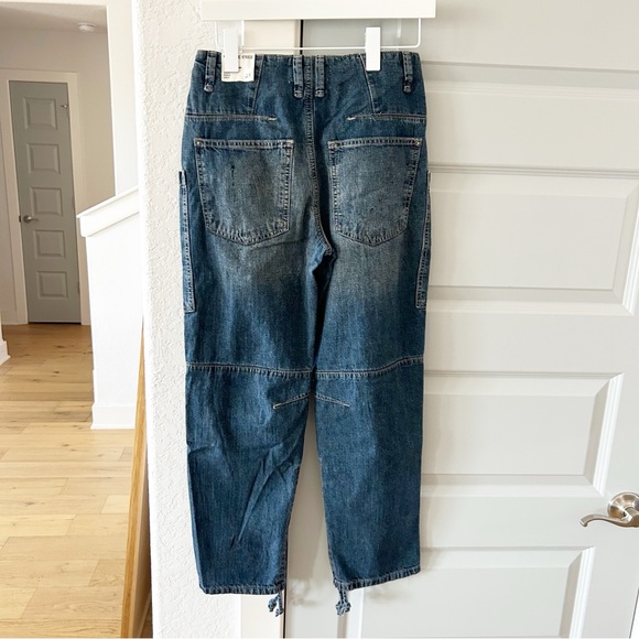 NWT Free People Oasis Crop Jeans Paint Cargo Cinch - Picture 4 of 7